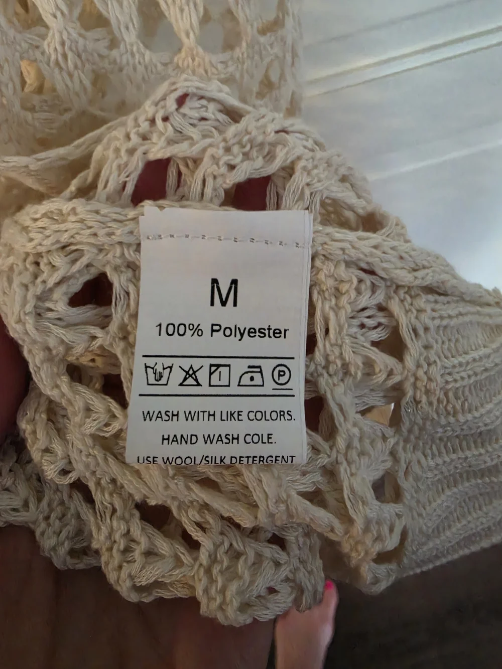 Open Knit Long Duster Cardigan - Cream - Picture 4 of 4